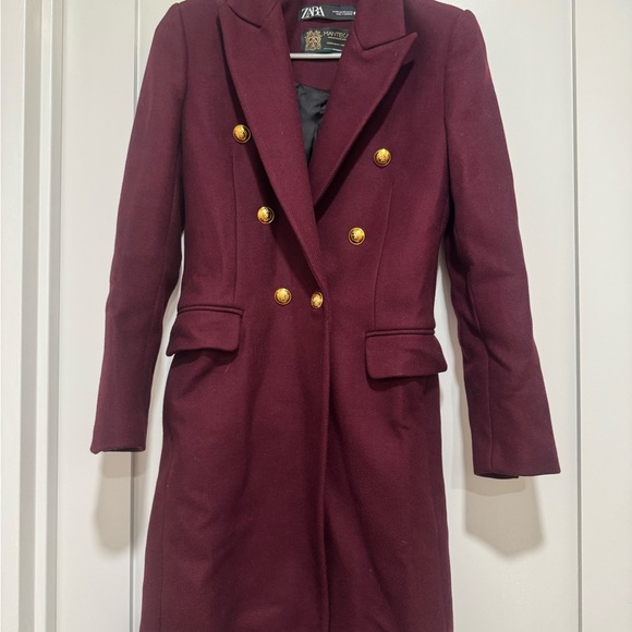Zara Jackets & Blazers - Zara Burgundy Wool with Gold Buttons